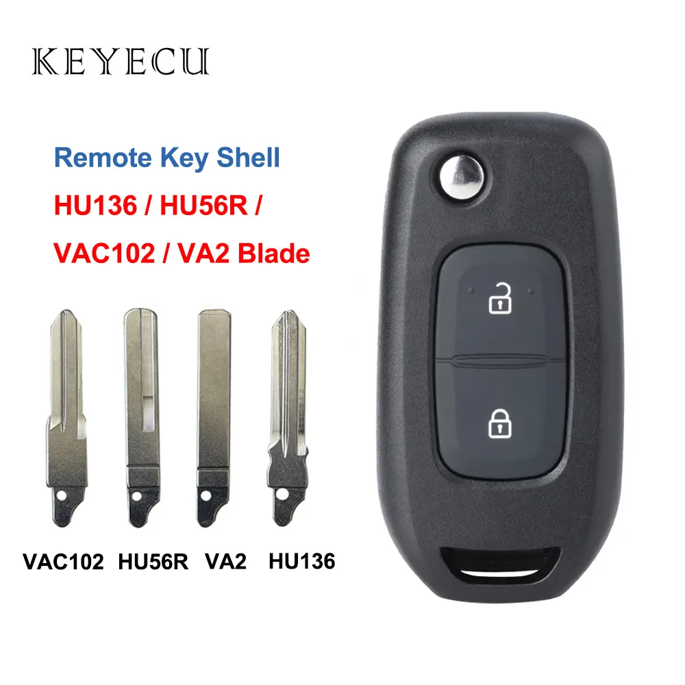 

Flip Remote Key Fob Shell Case Replacement For Renault Dacia Logan 2 Logan II 2018 2019 2020 HU136 / HU56R / VAC102 / VA2 Blade