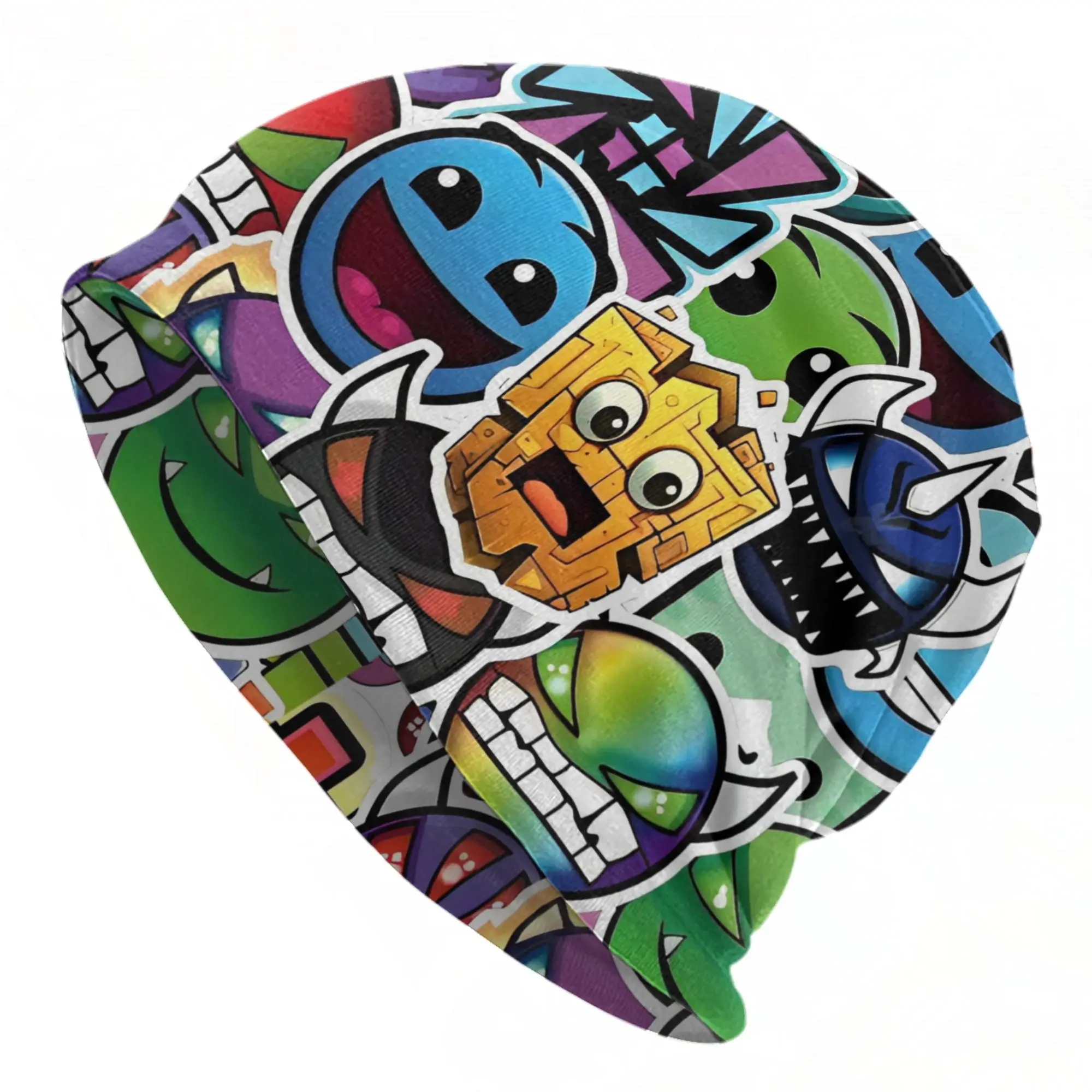 Geometry Cube Gaming Dash Bonnet Hat Goth Outdoor  Skullies Beanies Hats Men's Women's Warm Multifunction Cap