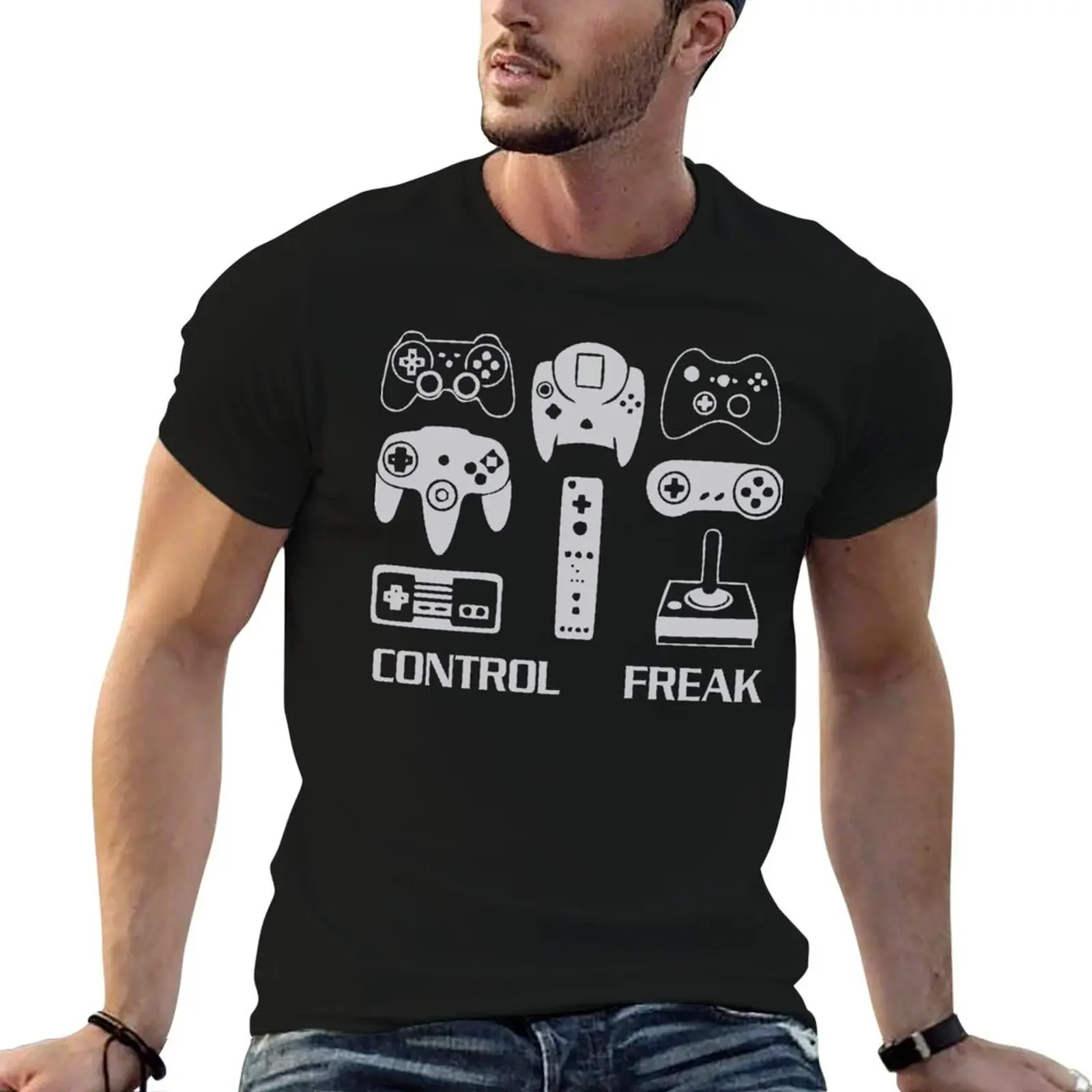 

Funny Video Game Control Freak T-Shirt cute clothes anime stuff Men's cotton t-shirt