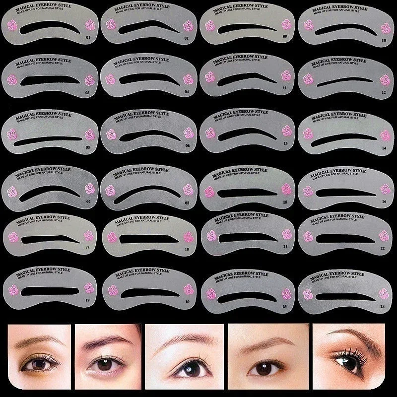 24pcs Women Eye Make Up Stencils Eyebrow Shaping Stencil Grooming Kit Shaper Template DIY MakeUp Beauty Accessories