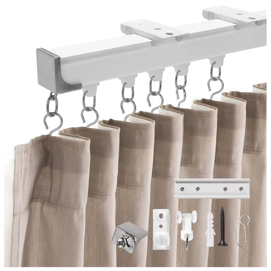 

Карнизная дорожка для тяжелых условий эксплуатации, тихий усилитель, гладкая, скользящая, устойчивая к коррозии, белая, идеально подходит для дома, офиса, медицинских средств, гостиниц