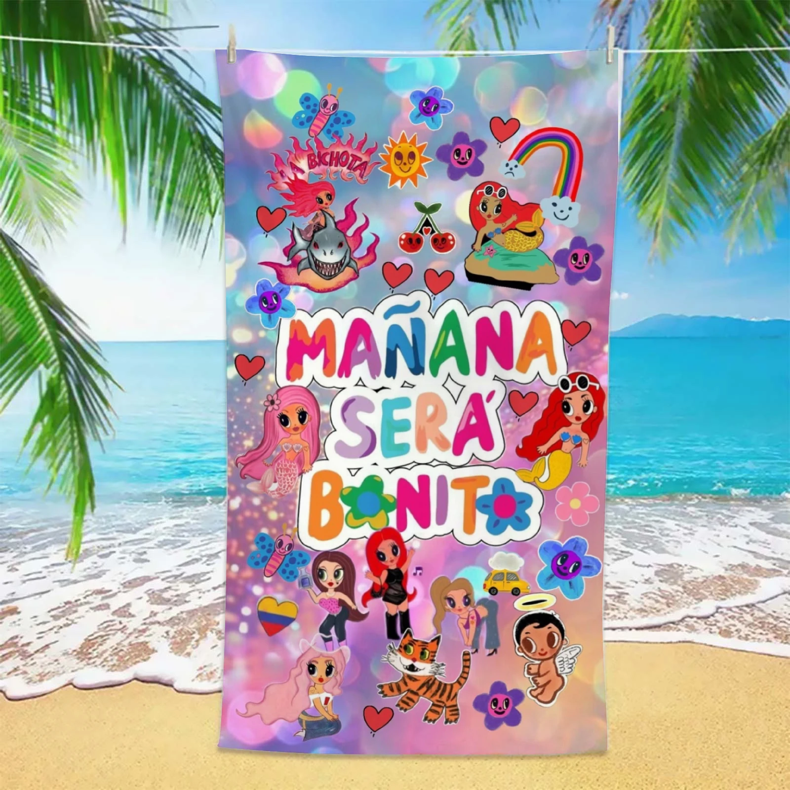 KaroI G Beach Towel 3D Printed Personalized Microfiber Towel for Wedding Party Souvenir for Beach Swimming Bath Yoga Seaside