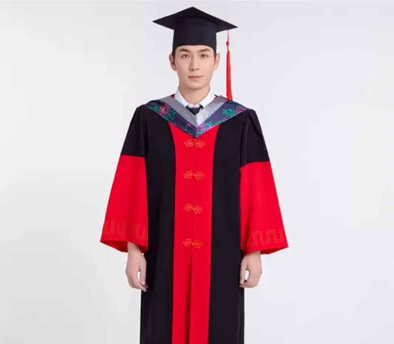 College Tutor Graduation Uniform Mentor Gown Red Robe Doctor School