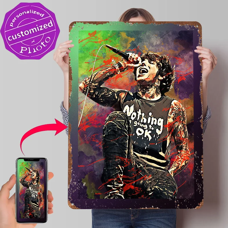 OLIVER SYKES Poster Customized Vintage Metal Signs Wall Art Retro Tin Plaque for Living Room Decorations Home Decor Accessories