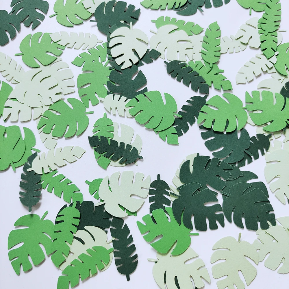 100 Stück Monstera Papier Konfetti Blatt Pflanzen Sommer Party Konfetti Dekor gefüllt Ballon Konfetti Geburtstag Hochzeit Party Dekoration – Detail 2