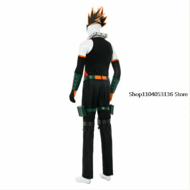 Anime My Academia Bakugou Katsuki Cosplay Costume Wig Fighting Uniform Jumpsuits Accessories Man Woman Halloween Suit