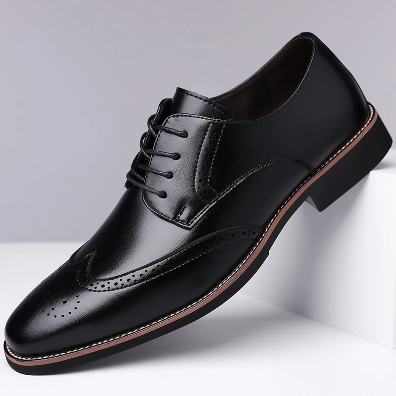 

Men's Business Leather Derby Shoes, Breathable & Comfortable Soft Sole, Anti-slip for Commute and Banquets-XH9222