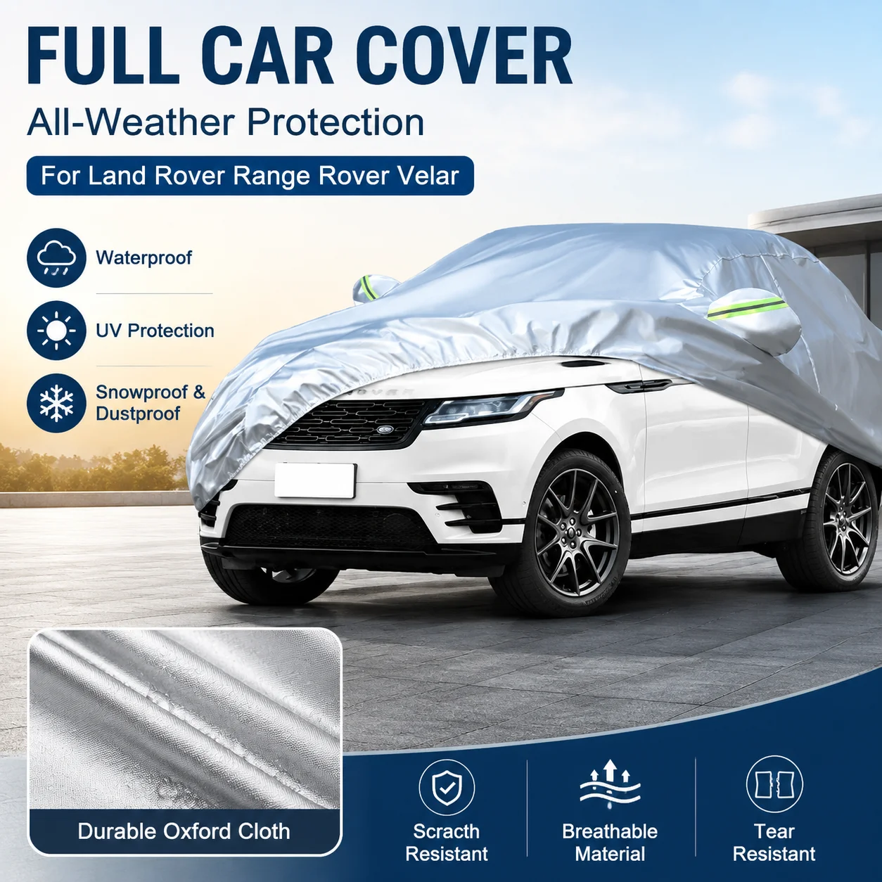 Waterproof Outdoor Full Car Cover Reflective Strips Snowproof Dustproof UV Protection For Land Rover Range Rover Velar Auto Exte