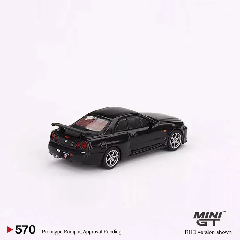 MINI GT 1/64 Model Car Skyline GTR (R34) V-Spec Black Alloy Die-cast Vehicle Collection # 570 Black