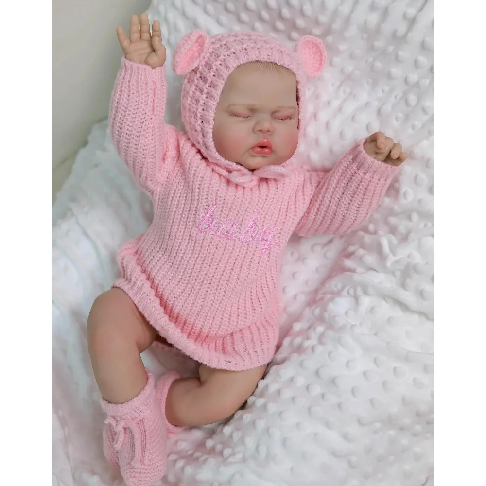 

19'' Reborn Pickle Sleeping Newborn Baby Doll Hand Painting 3D Skin with Visible Veins Handmade Collectible Art Doll Bebe Reborn