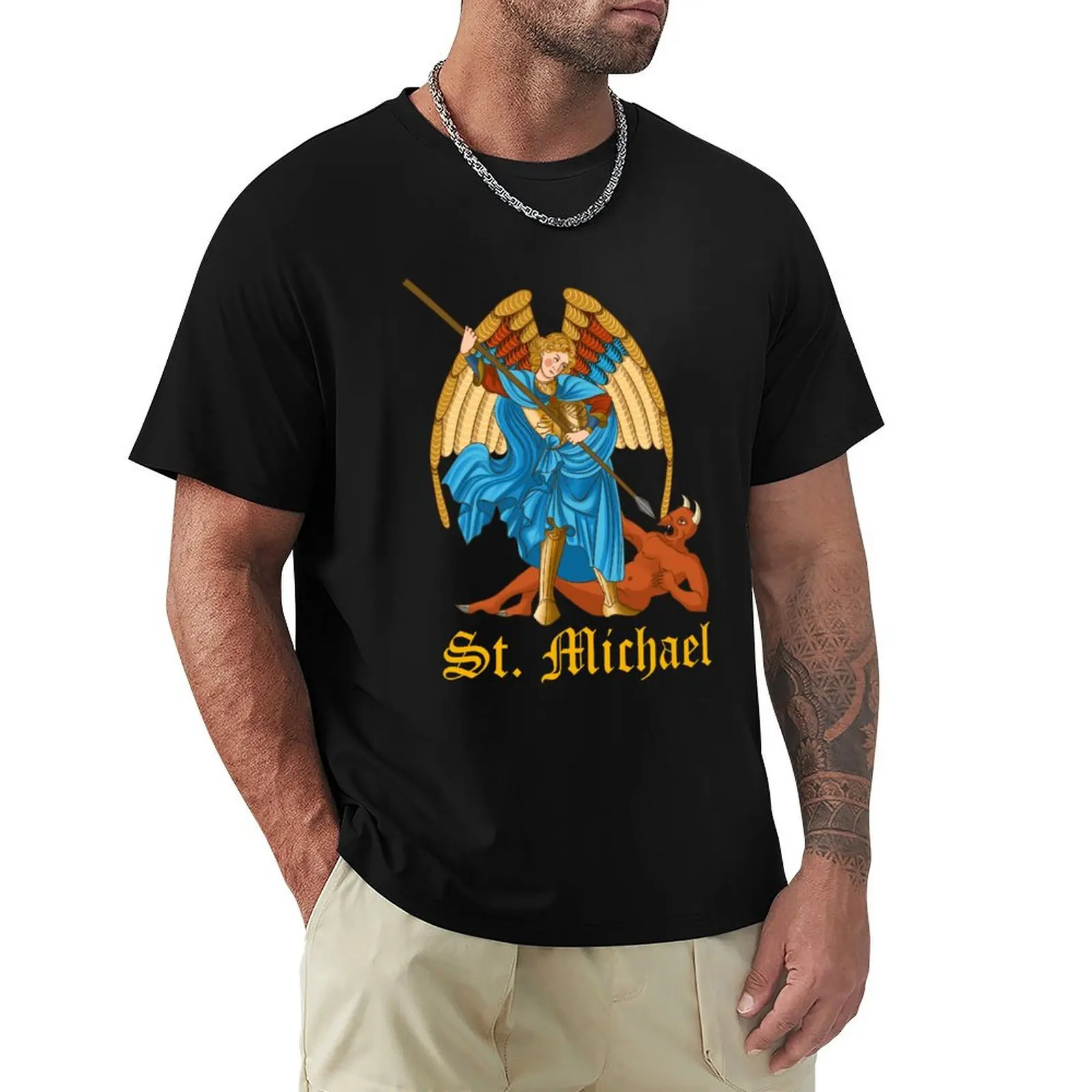 St. Michael T-Shirt Trendy Casual Short Sleeve Shirt