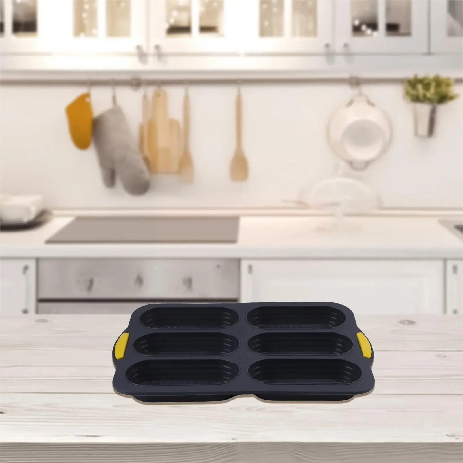 Dishwasher Safe Baking Tray Creates 6 Hot Dog Rolls Easy Cleanup Flexible Material Versatile Kitchen Baking Tools Baking Brown