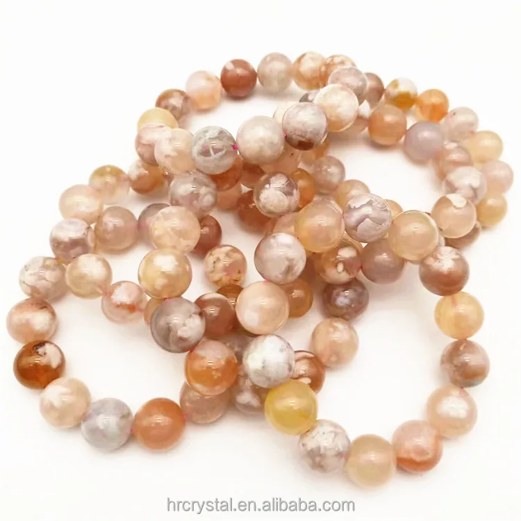 Healing Decorative Crystal Bracelet Cherry Blossom Flower Agate Crystal Beads Bracelet