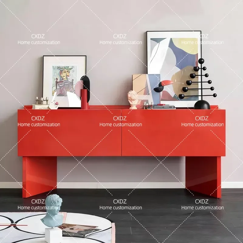 Minimalist Solid Wood Sideboard Cabinet for Living Room Dining Area Bedroom Wall Mounted Storage Console Table with