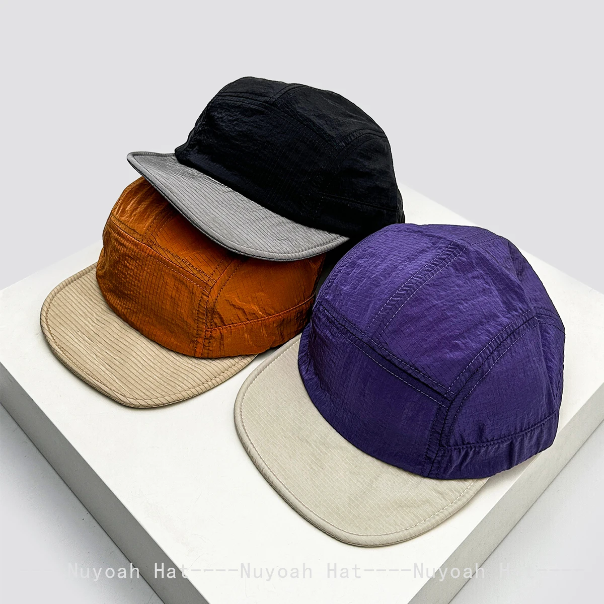 Versatile Quick-Dry Solid Pinstripe Baseball Caps for Men And Women Retro Sunshade Color Block Peaked Caps Fashion Outdoor ins