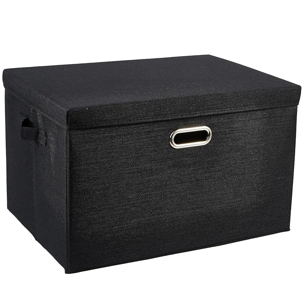 

Складные коробки для хранения с крышками из льняной ткани, штабелируемые контейнеры-органайзеры, корзины с крышкой для шкафа и офиса