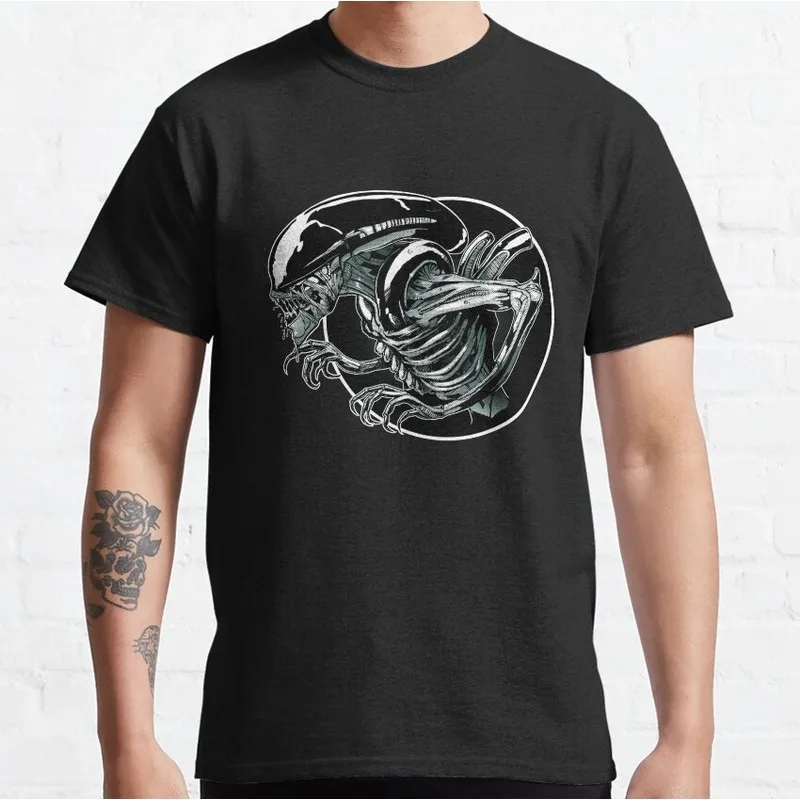 Alien Movie Graphic T‑Shirt Vintage Sci‑Fi Horror aliens xenomorph Print Tee Unisex Short Sleeve Casual Streetwear S-6XL