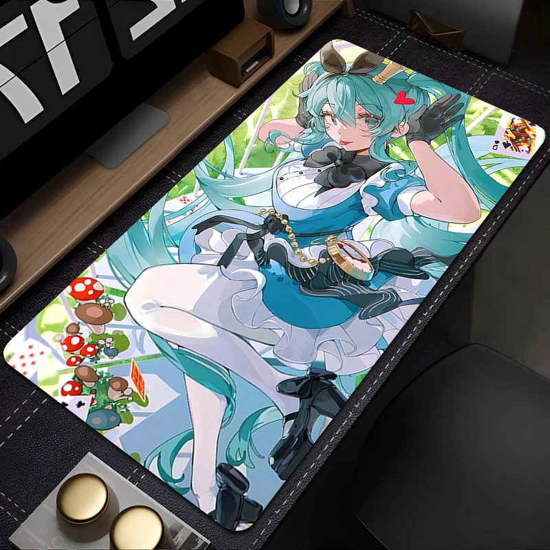 

H-Hatsune Miku Mouse pad computer Large mousepad keyboard pad game player office desk pad Kawaii PC carpet Anime girl Mousepad