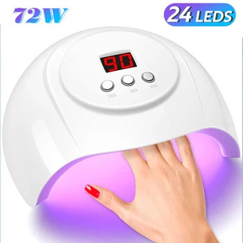72W UV LED Nail Lamp 24 LEDs Nail Dryer with Infrared Sensor Quick-drying Manicure Lamp UV