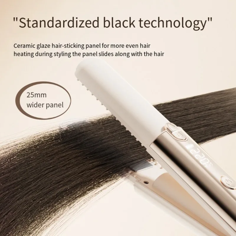 TAIGH-Portable For Travel Wireless Ceramic Hair Straightener-Dual Straight& Curl Function Featuring LCD Display