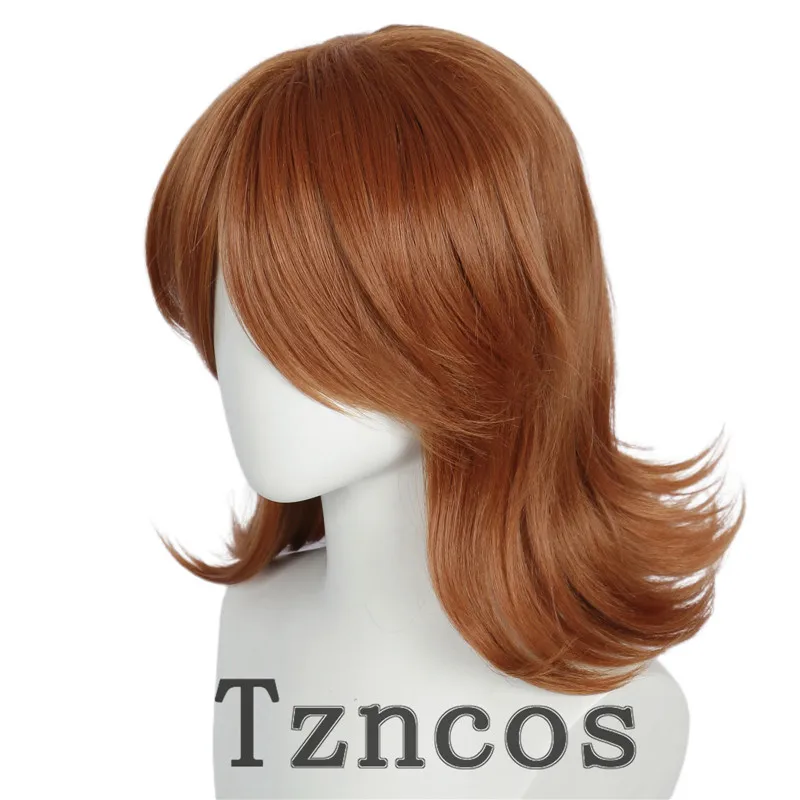 Tzncos Princess Daisy Cosplay Curly Wig Orange Brown Long Wig with Crown Heat Resistant Synthetic Hair