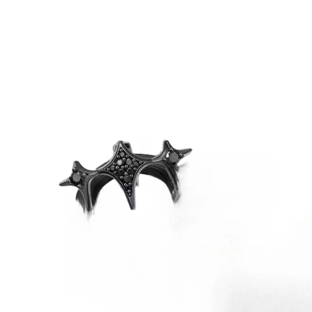 Zircon-inlaid copper ear clip charm 2.5 x 1.3 cm silver/dark black 3.6g engineered for open-ear earphone attachment