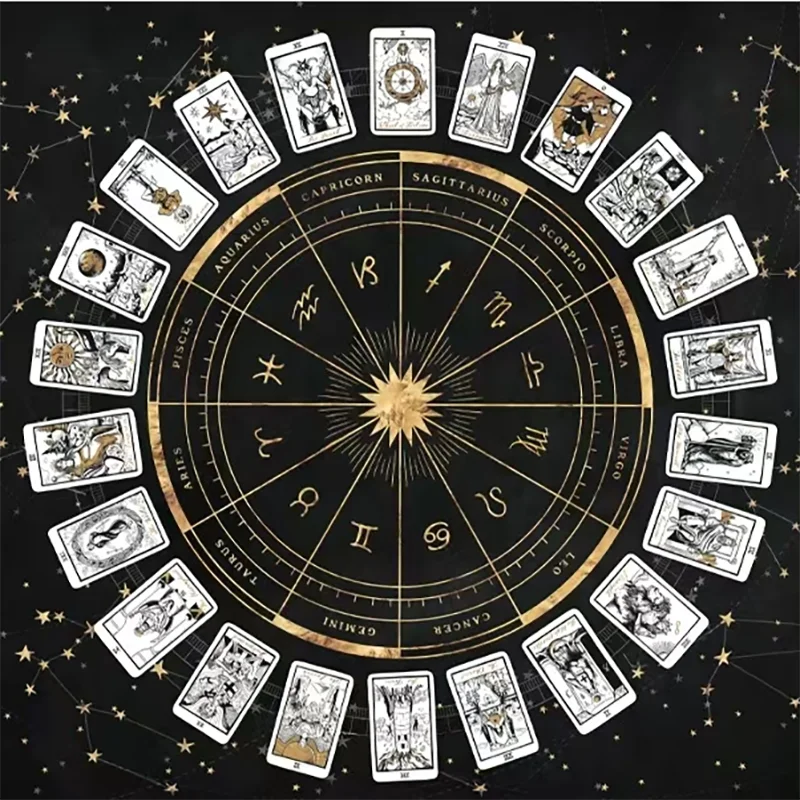 

1pc Tarot card tablecloth, 12 zodiac card game, board game cloth mat, fortune telling card mat, board game decoration tablecloth