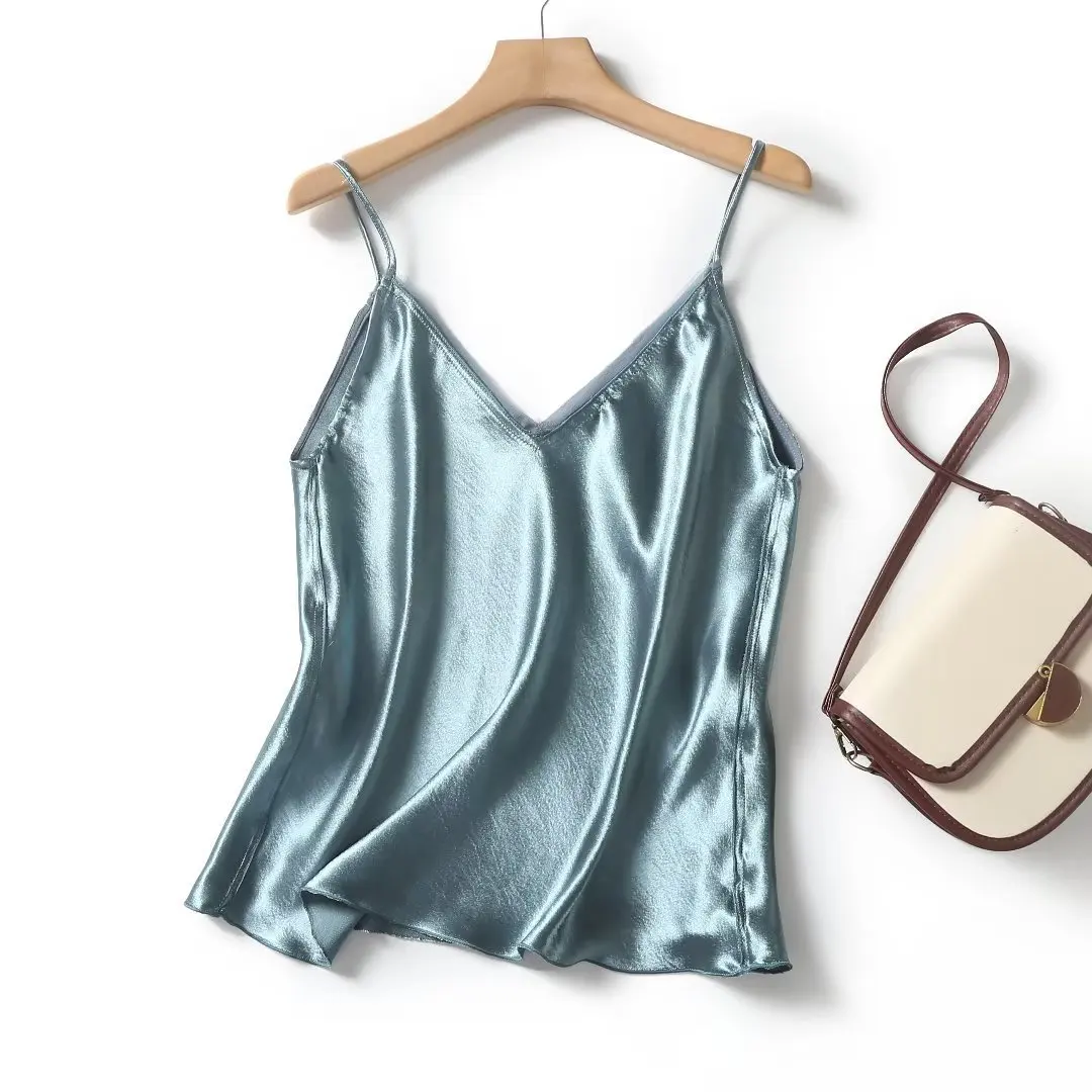 2025 été Camisole mince gilet Sexy femmes sans manches col en v gris t-shirt débardeurs femme solide hauts Y2k
