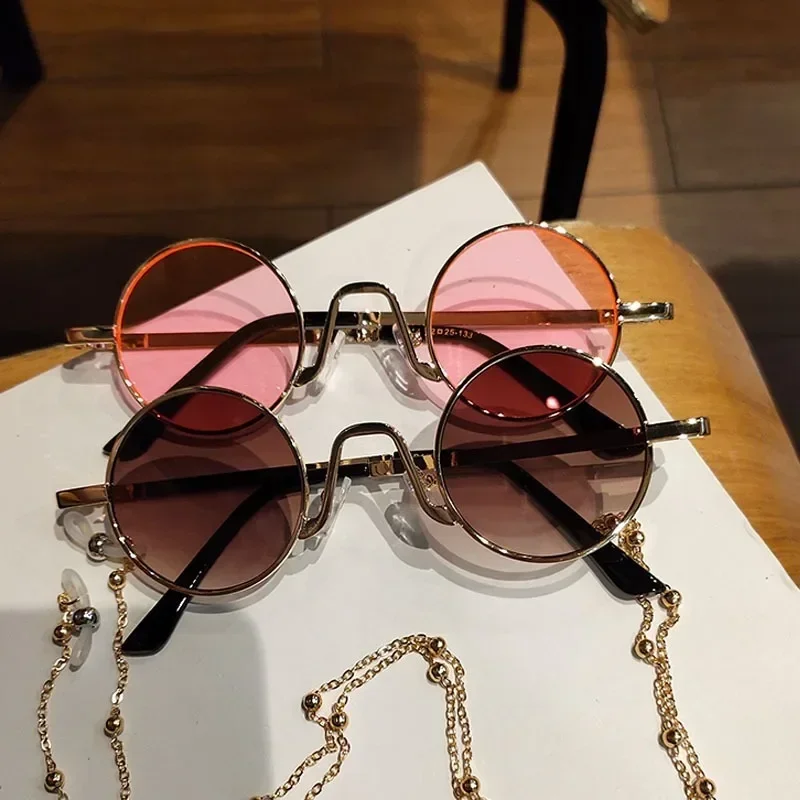 Round Frame Sunglasses Children\'s Small Round glasses Trendy Punk Colorful Circle Shades Eyewear очки очки солнечные женские