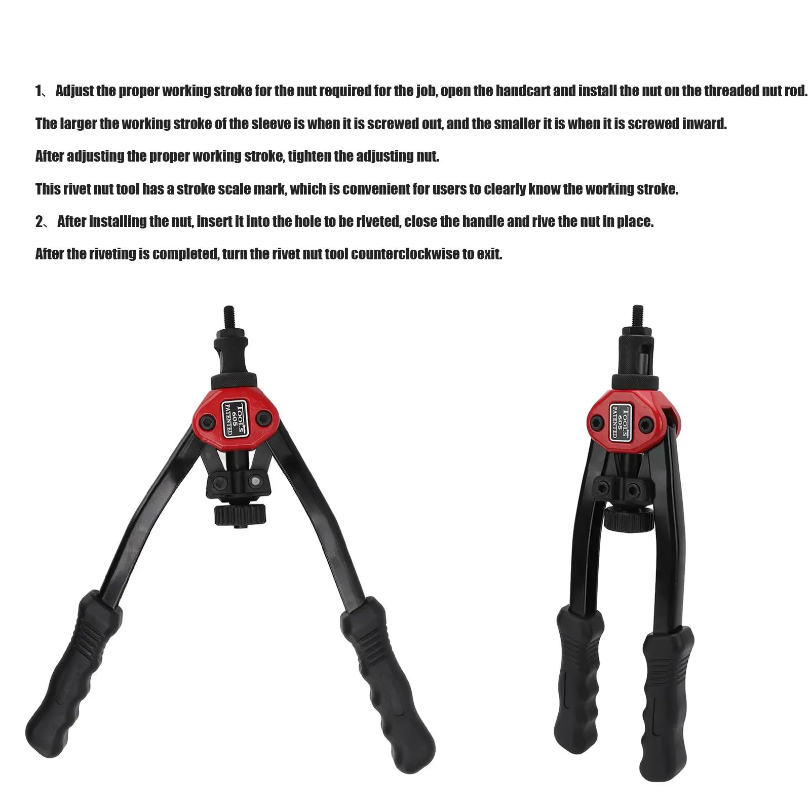 Rivettatrice manuale a mano Braccio in acciaio al carbonio Maniglia ergonomica trattata termicamente Rimozione rapida per set di strumenti per rivetti con dadi a vite M3 -M10