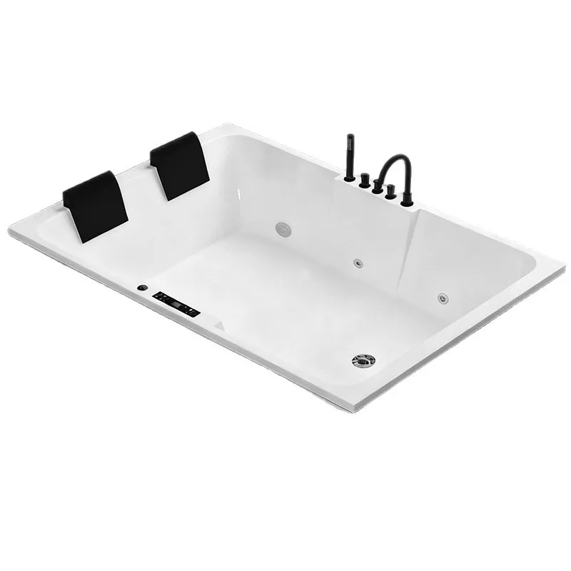 Acrylic recessed rectangular double bathtub hotel beauty salon household adult inlaid thickened large