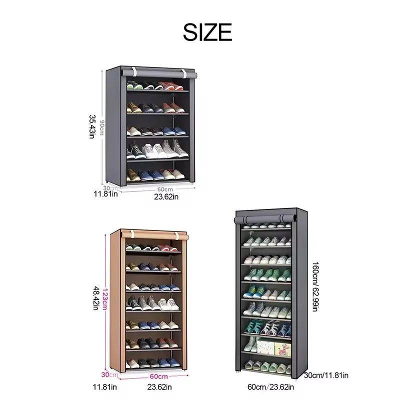 6/8/10 Layers Shoe Rack Organizer Dustproof Shoe Cabinet Multilayer Nonwoven Home Furniture Space-saving Cabinets Shoes Shelf