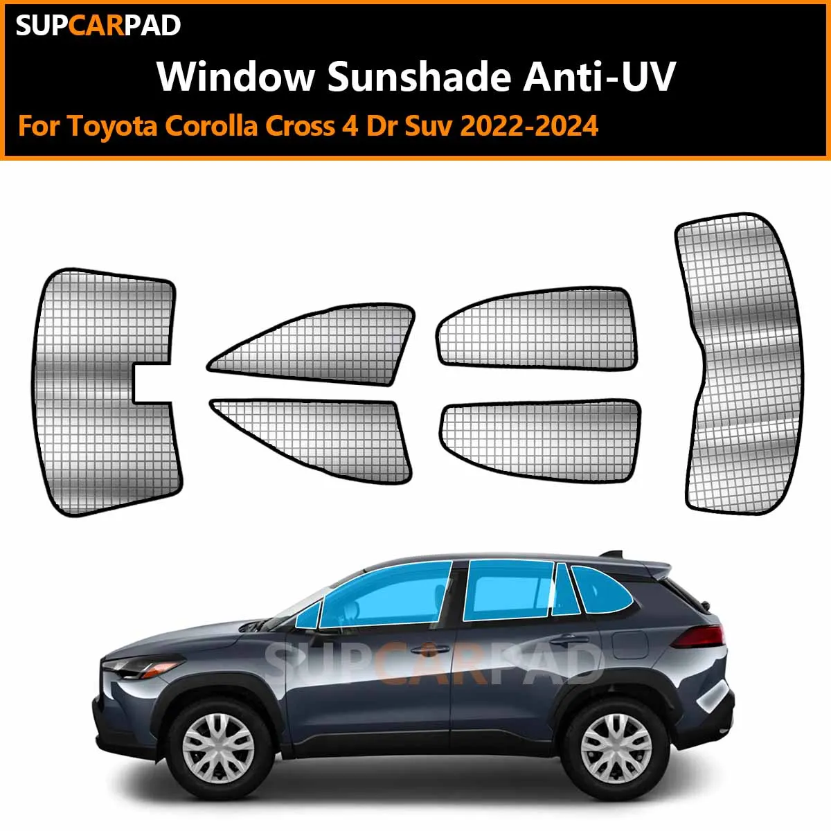 

Для Toyota Corolla Cross 4-дверный внедорожник 2022-2024: Индивидуальные солнцезащитные шторки на окна автомобиля, анти-УФ, козырьки-накладки на окна, аксессуары