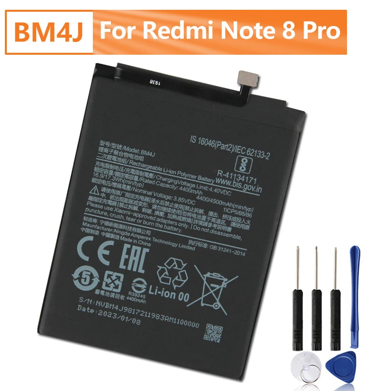 

Replacement Phone Battery BM4J For Xiaomi Redmi Note 8 Pro Note8 Pro 4030mAh + Free Tools