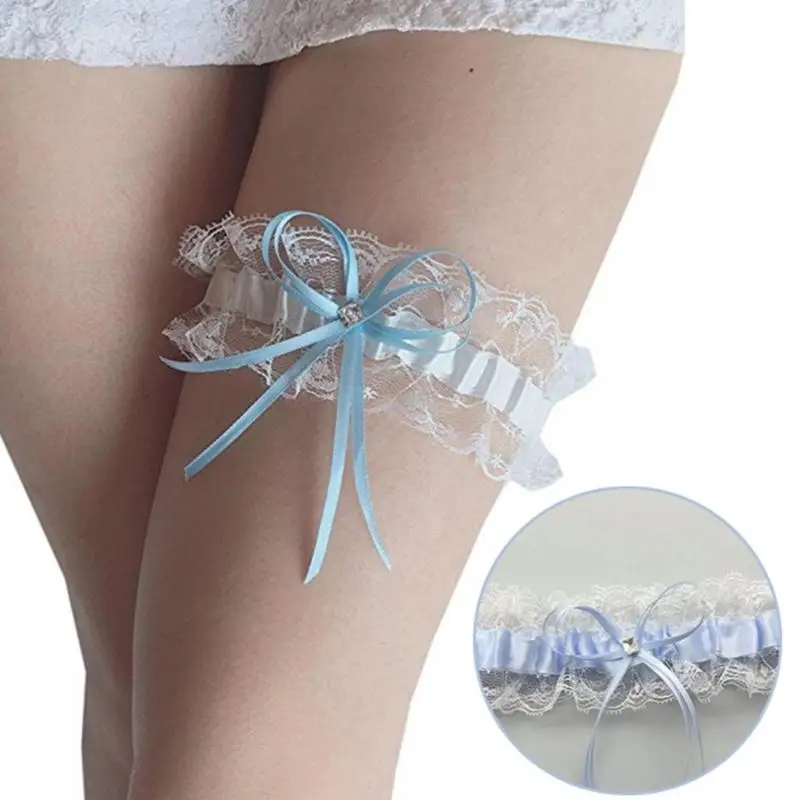 Jarretière jambe mariage 652F, avec roses nœuds décoratifs en dentelle, accessoire bijoux jambe polyvalent pour