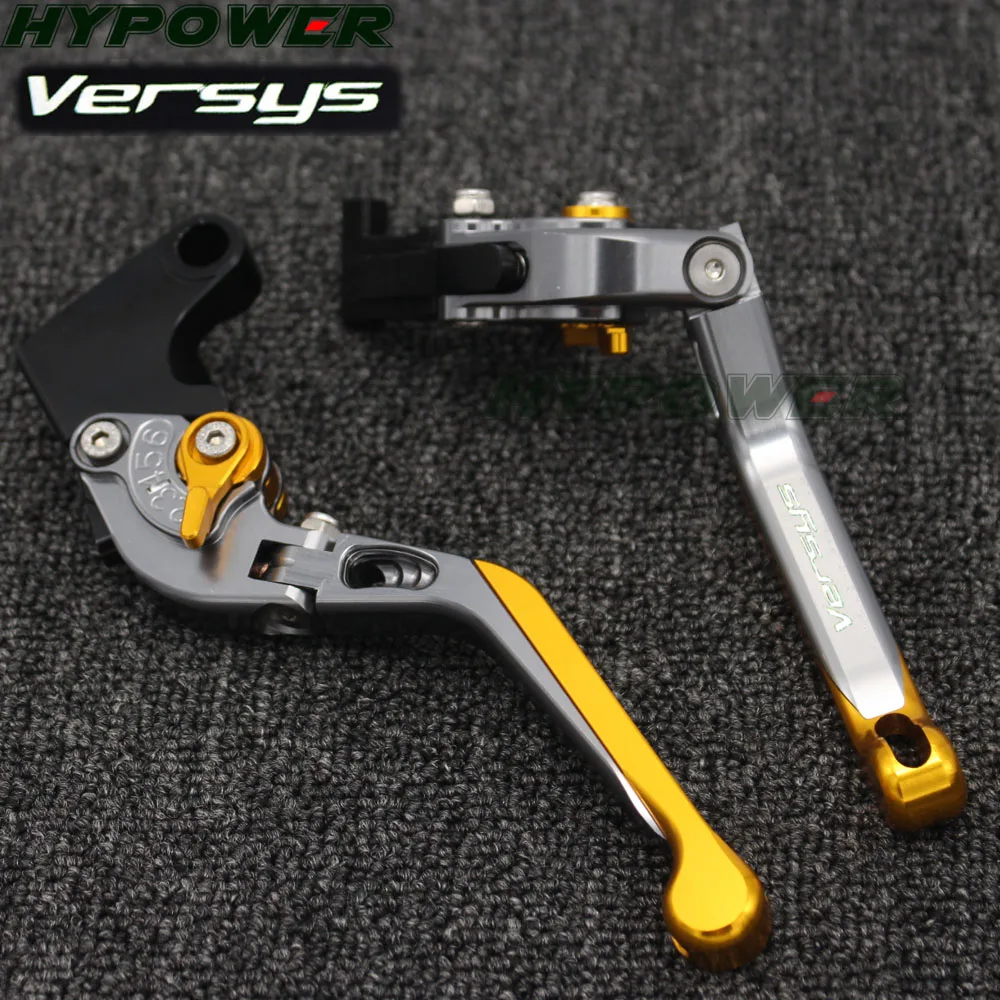 Laser Logo(Versys) Gold+Titanium New CNC Folding Extendable Motorcycle Brake Clutch Levers For Kawasaki VERSYS (650cc) 2015-2020