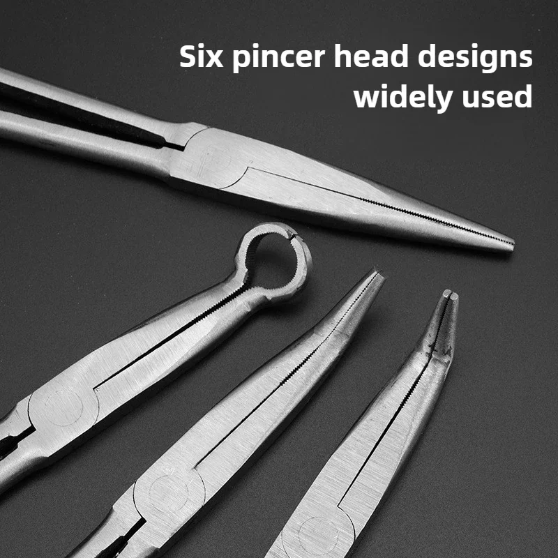 11 Inch Multi-Purpose Long Nose Pliers Straight Needle Nose Pliers 0/25/45/90 Degree Curved Flat Mouth Pliers O-Shaped Pliers