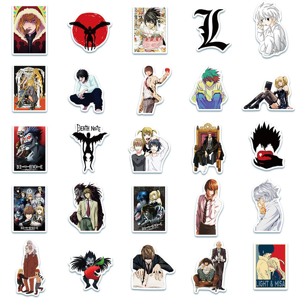 10/30/50pcs Cool Kira Death Notes Anime Stickers Ryuk Graffiti Sticker Waterproof Skateboard Bike Suitcase Light Yagami Decal