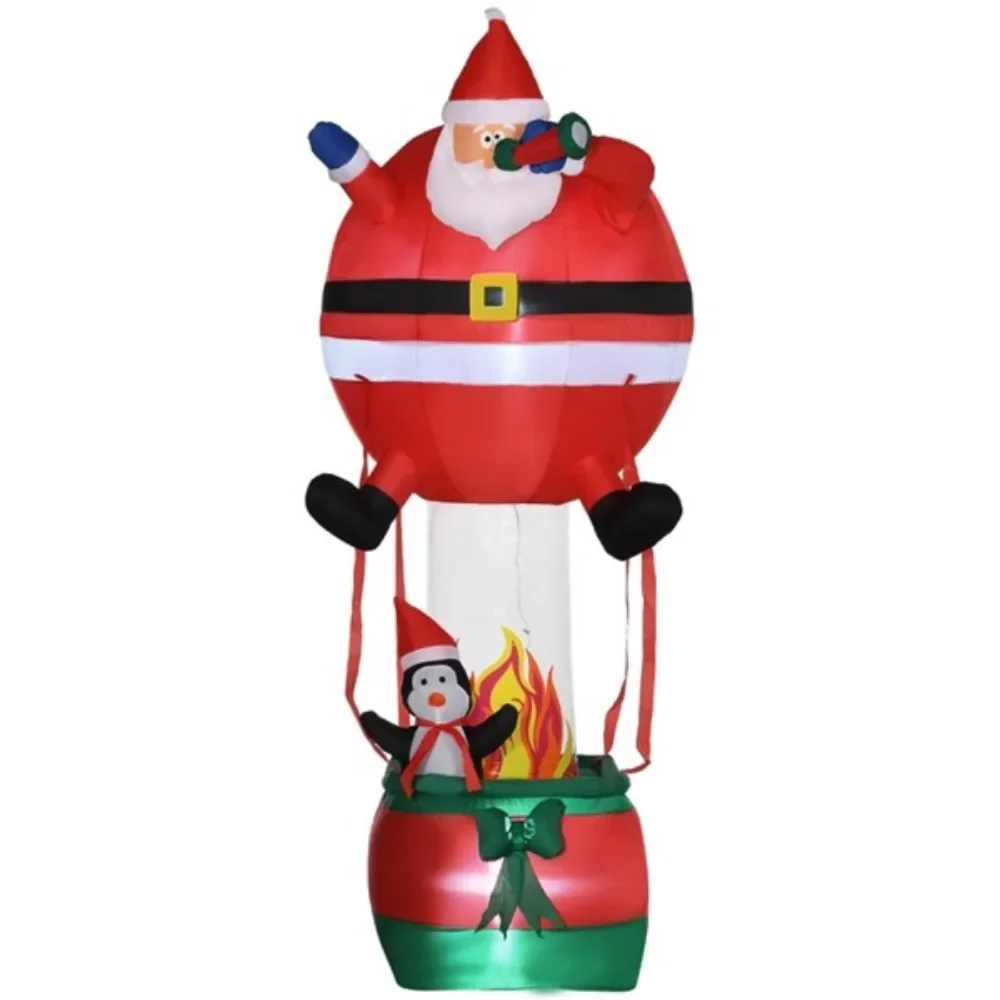 

Santa Claus Hot Air Balloon Brings a Cohesive Christmas Display with Penguin Toys White LED Lights Create a Magical Effect