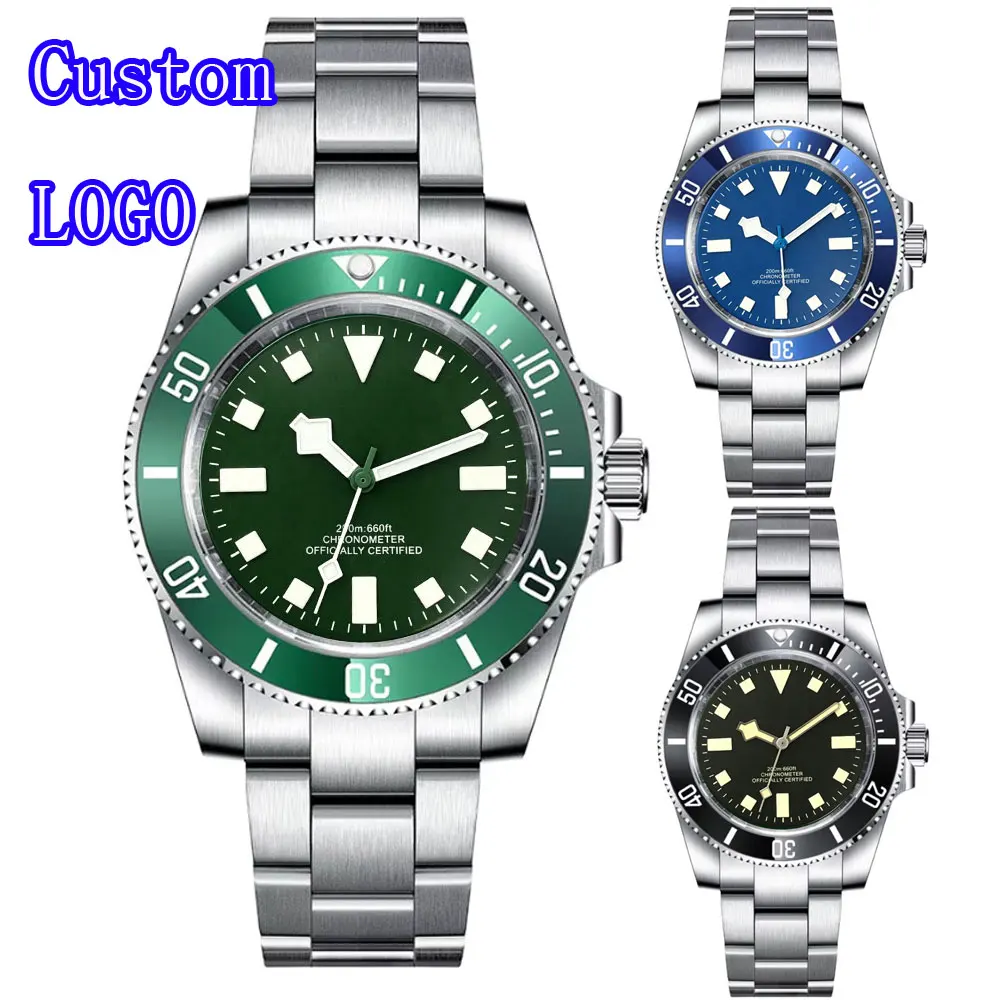 

Custom Logo Watch for Men 40mm Sapphire Crystal NH35 Mechanical Watches Ceramic Bezel Luminous 10ATM Waterproof Dive Watch