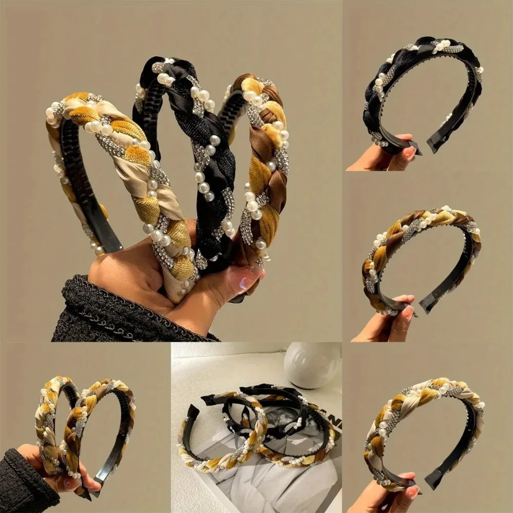 

Non-Slip Pearl Cross Over Headband High Crown Elevating Design for Women Daily Face Washing Multi-Functional Luxury Accessory