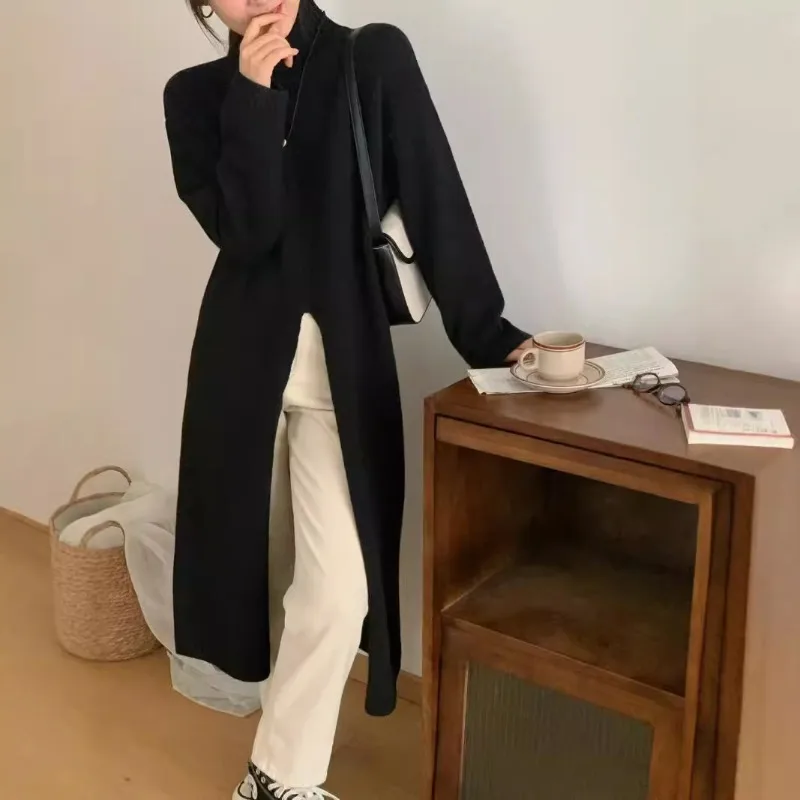 

Новое осенне-зимнее женское свободное платье нестандартной формы с круглым вырезом и длинным рукавом, повседневное свободное праздничное платье миди, 2025 г., женские платья E11172