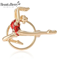 Beaut&Berry Trendy Enamel Ballet Girl Brooches for Women Unisex Pins Casual Party Accessories New Year Gifts Friends Decoration