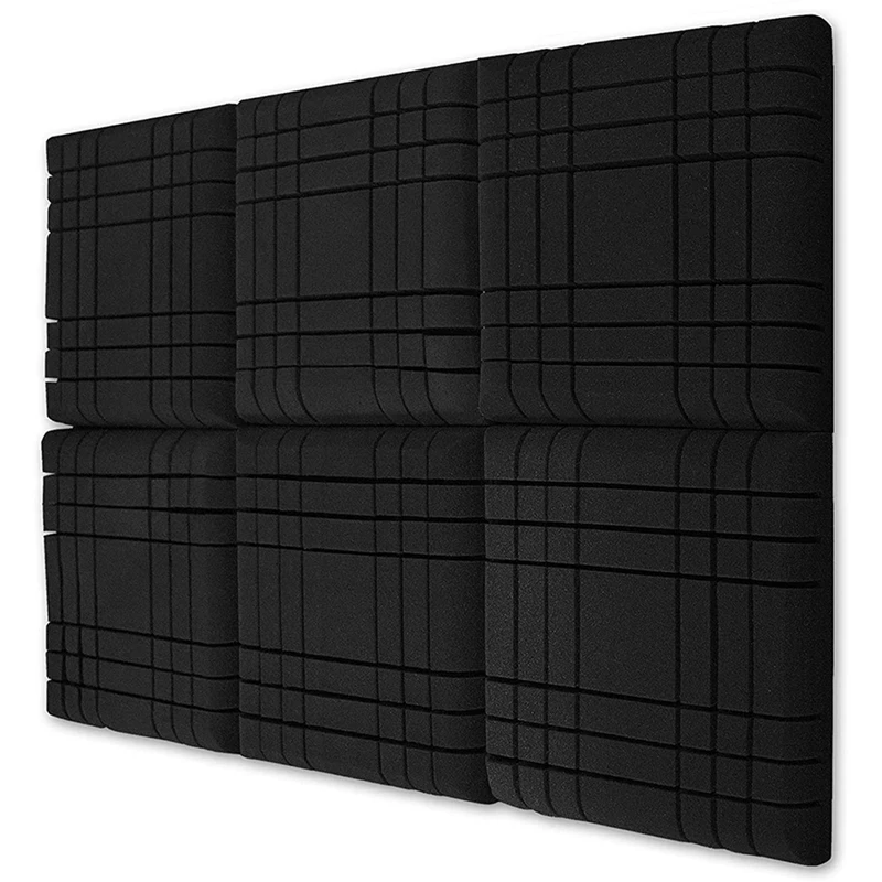 

6 Pcs Grid Acoustic Foam Panel Sound Insulation Pads,Studio Foam Wedge Tiles For Acoustic Treatment And Wall Decoration