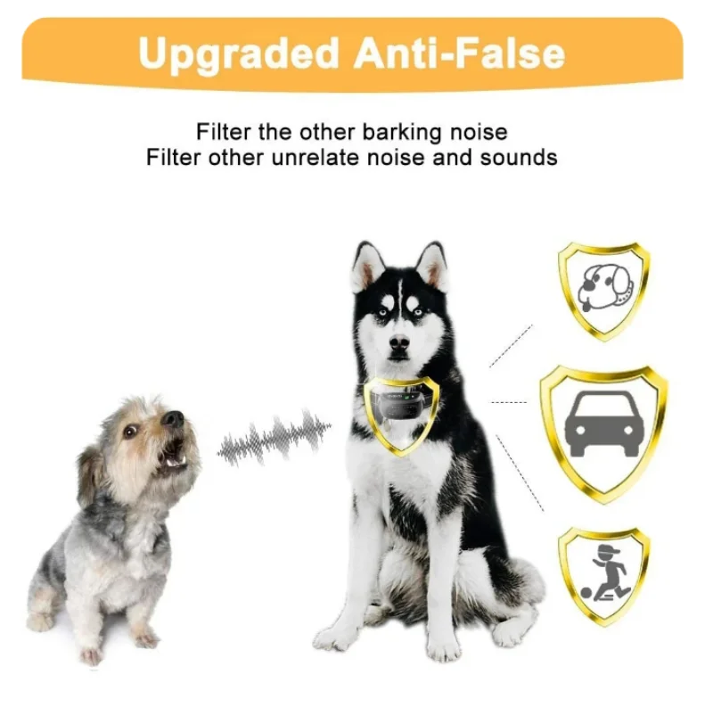 Anti Bark Dog Collar Rechargeable Anti Barking Device Harmless Waterproof Dog Training Shock Collar 