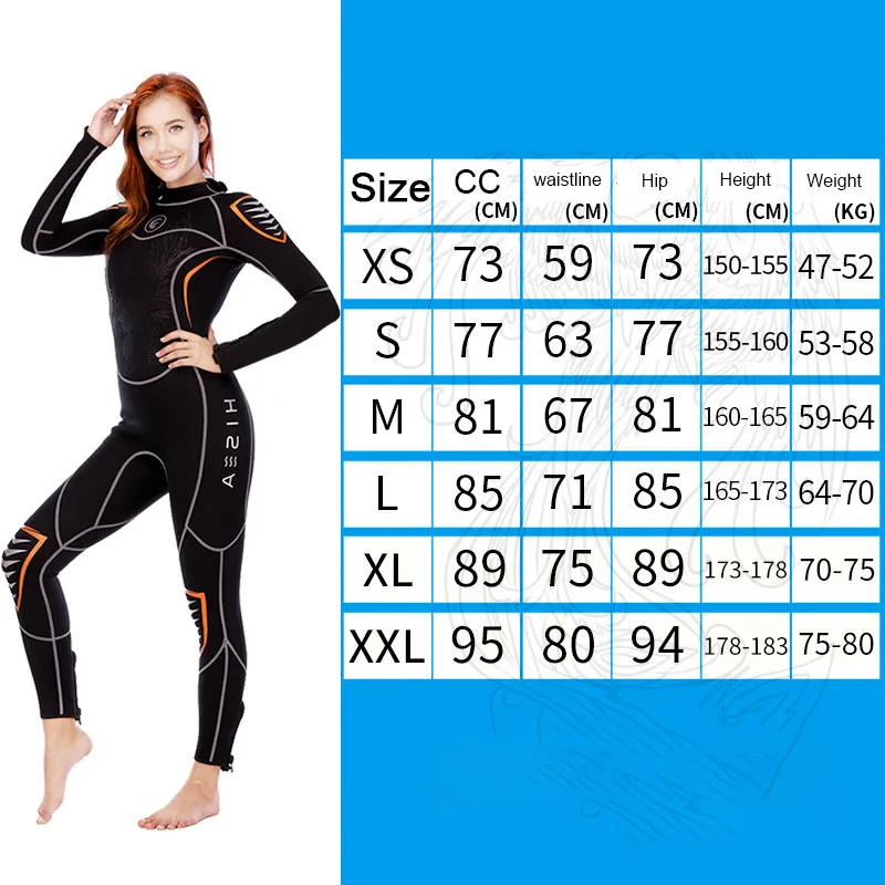 OULYAN 3mm Wetsuit Neoprene Black for Men Women Long Sleeve Diving Suit One-piece Couple Wetsuit Surfing Snorkeling