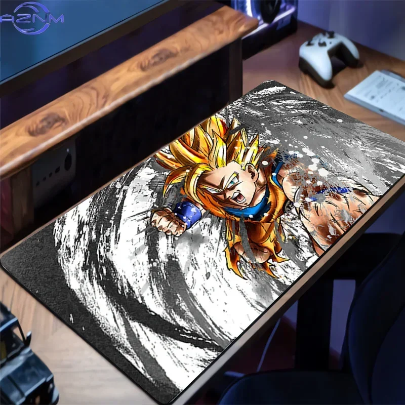 Dragon Ball Goku Super Saiyan Anime Mouse Pad, Rubber Non Slip Gaming Desk Mat, Black Ink Splash Art HD Print Mouse Pad, Smooth