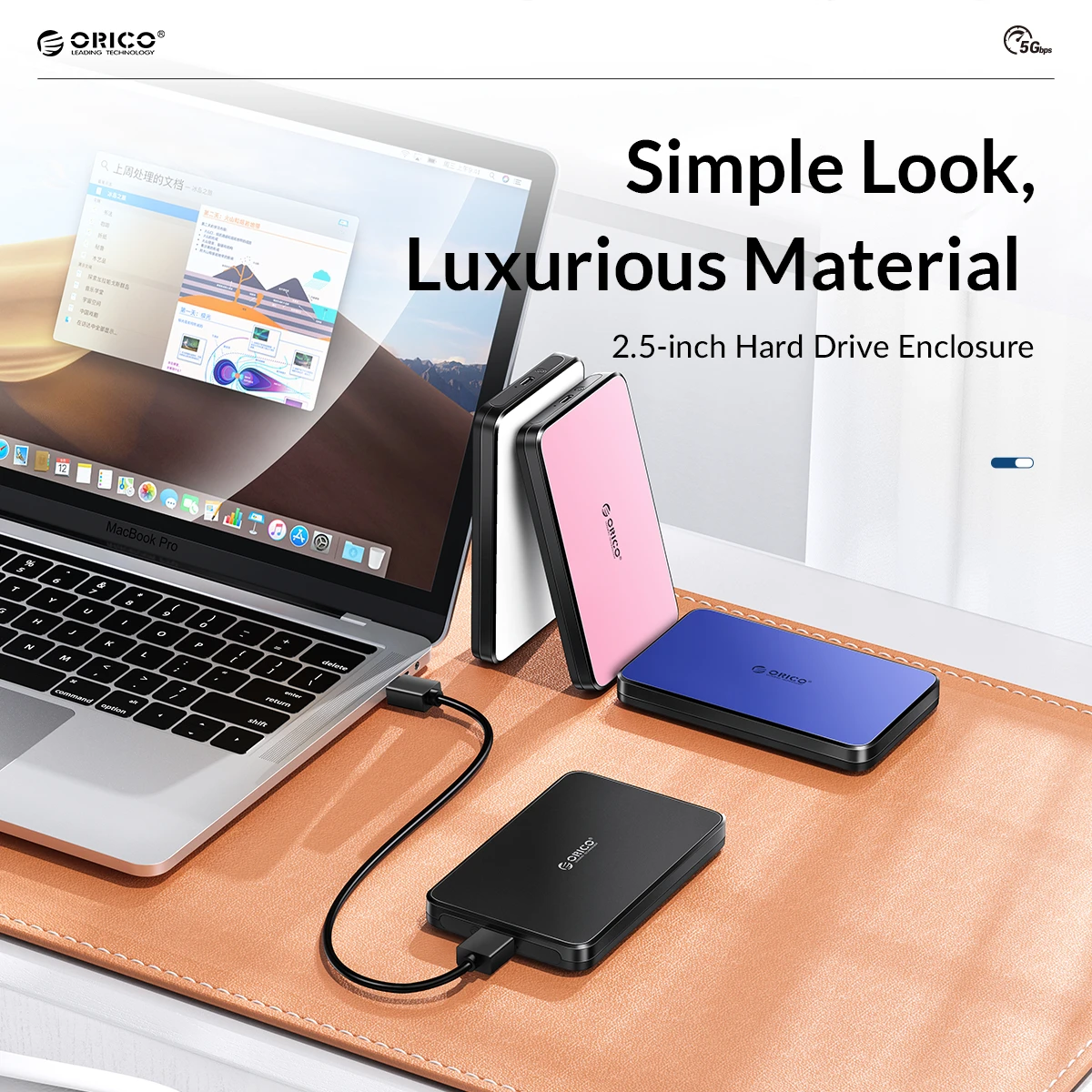 

ORICO ABS HDD Case 2.5 Inch SATA to USB3.0 5Gbps / USB-C 6Gbps External HDD Enclosure with 50 Cm USB Cable for SSD Disk HDD