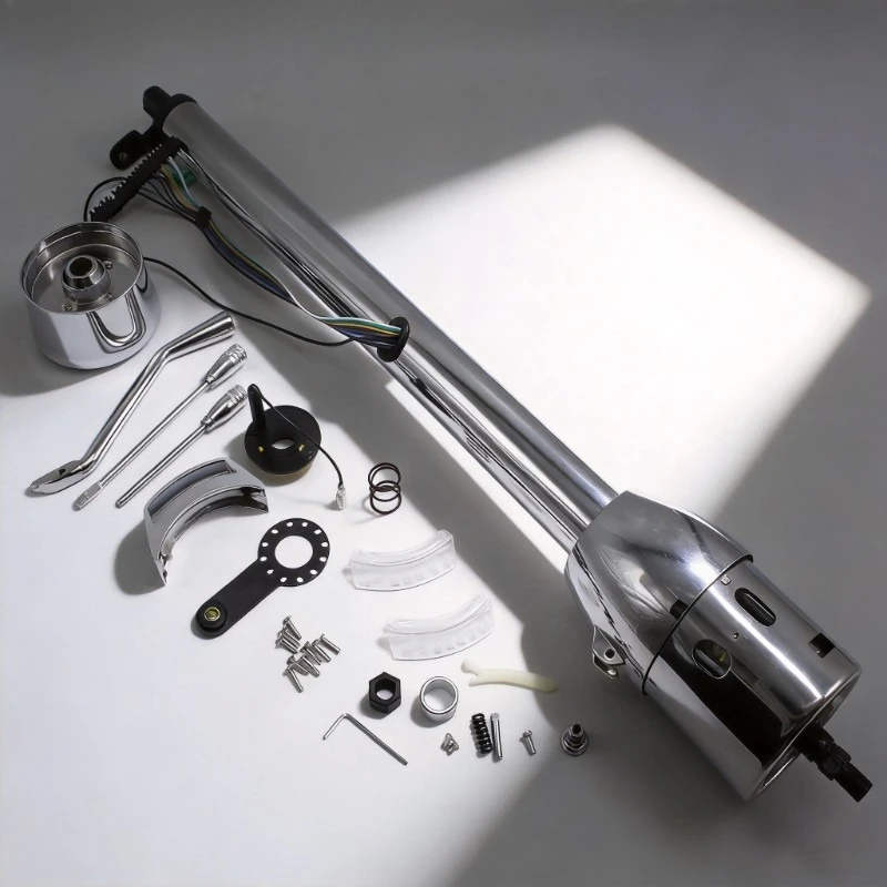 VA083 51832-AT-C 32 Inch Auto Tilt Steering Column Without Key, Shift Indicator Included, Chrome Steering Wheel Adapter
