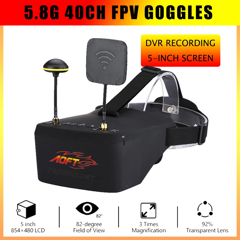 EV800D 5.8G 40CH 5 Cal 800*480 zestaw słuchawkowy wideo HD DVR różnorodność gogle FPV z baterią dla Model RC